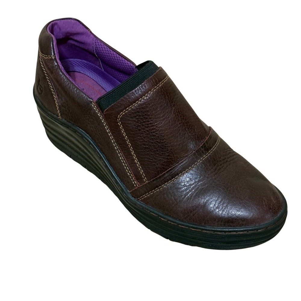 Bionica Women‎ Leather Slip On Wedge Shoes 10 M Brown Comfort Gorpcore 4506001